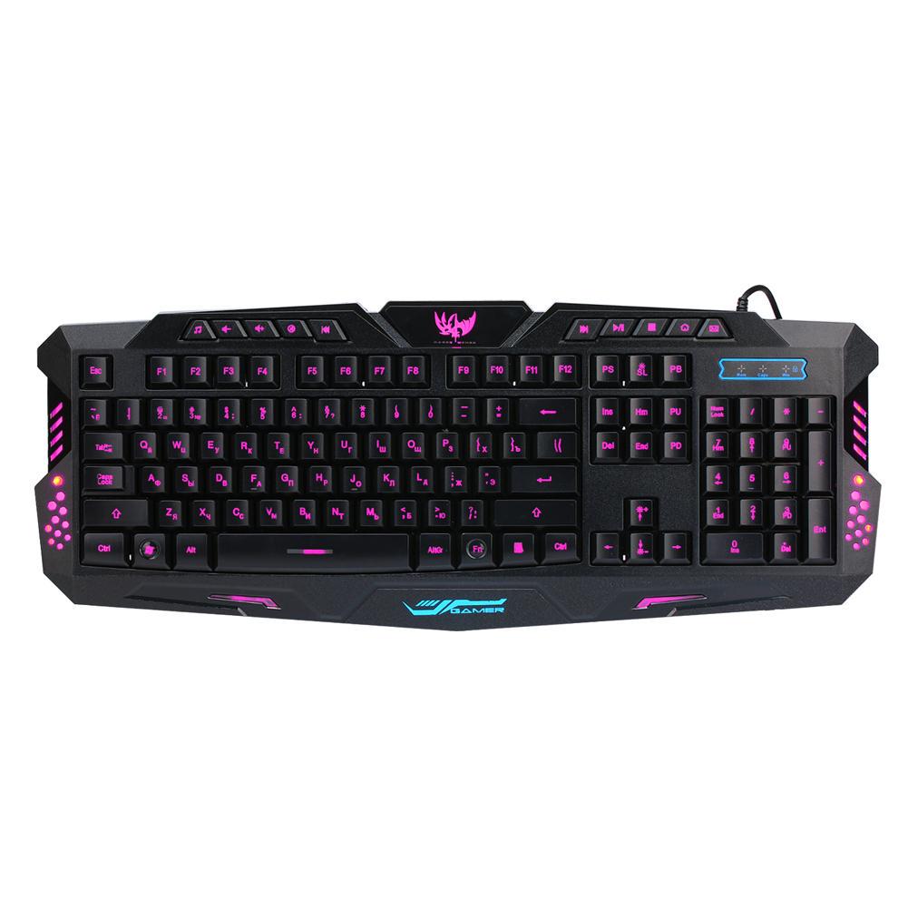 A877 3-Color Backlit Mechanical Feeling Wired Gaming Keyboard